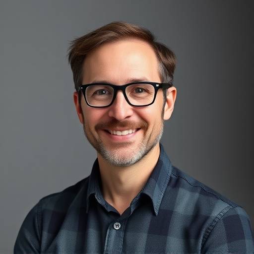 Portrait de Antoine Leclerc, co-fondateur de Lumi√®re & Cadre, souriant et portant des lunettes, avec un √©clairage de studio en arri√®re-plan