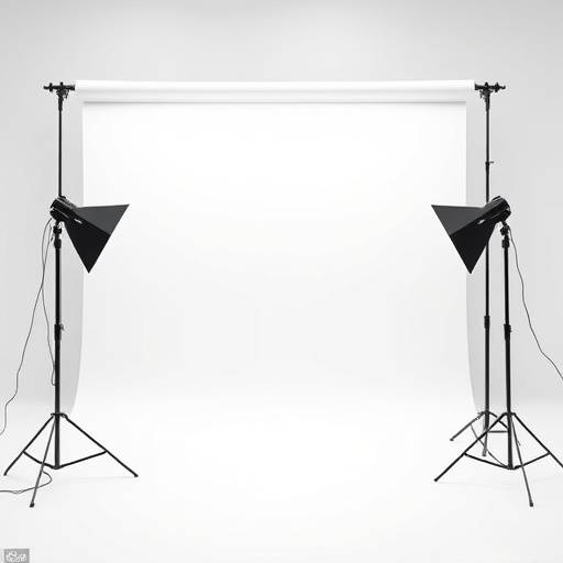Studio minimaliste avec fond blanc et √©quipement d'√©clairage professionnel
